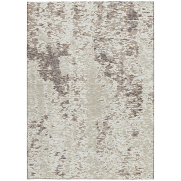 Homeroots 3' Indoor Outdoor Abstract Washable Area Rug - Stylish, Durable, Stain Resistant For Any Space Ivory Polyester 612626