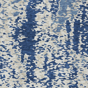 Homeroots 3' Indoor Outdoor Abstract Washable Area Rug - Stylish, Durable, Stain Resistant For Any Space Navy Blue Polyester 612630