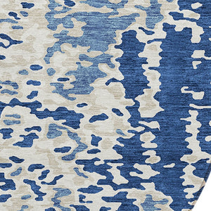 Homeroots 3' Indoor Outdoor Abstract Washable Area Rug - Stylish, Durable, Stain Resistant For Any Space Navy Blue Polyester 612631