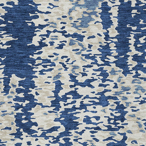 Homeroots 3' Indoor Outdoor Abstract Washable Area Rug - Stylish, Durable, Stain Resistant For Any Space Navy Blue Polyester 612632