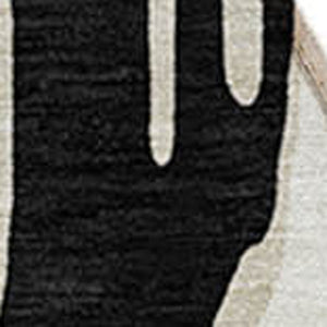 HomeRoots 5' Black and Ivory Abstract Area Rug – Durable, Washable Design for Indoor and Outdoor Use 8' Round 612637
