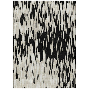 HomeRoots 5' Black and Ivory Abstract Area Rug – Durable, Washable Design for Indoor and Outdoor Use 9' X 12' 612639
