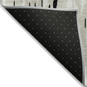 HomeRoots 5' Black and Ivory Abstract Area Rug – Durable, Washable Design for Indoor and Outdoor Use 10' X 14' 612640