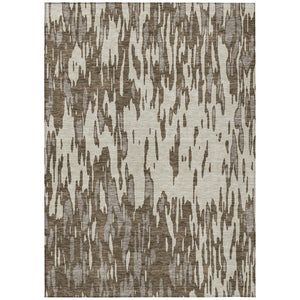 HomeRoots 5' Washable Brown and Ivory Abstract Area Rug - Stylish, Durable Design for Indoor and Outdoor Use 5' X 8' 612642