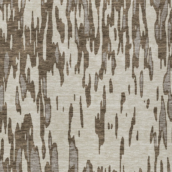 HomeRoots 5' Washable Brown and Ivory Abstract Area Rug - Stylish, Durable Design for Indoor and Outdoor Use 8' X 10' 612644