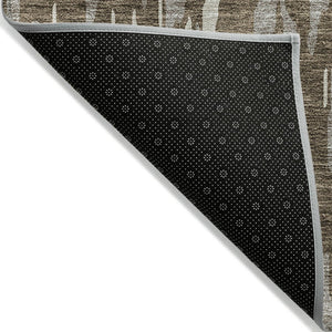 HomeRoots 5' Washable Brown and Ivory Abstract Area Rug - Stylish, Durable Design for Indoor and Outdoor Use 9' X 12' 612645