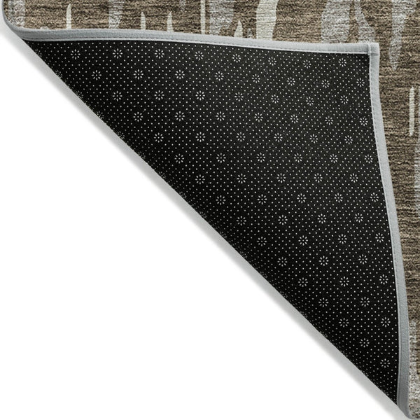 HomeRoots 5' Washable Brown and Ivory Abstract Area Rug - Stylish, Durable Design for Indoor and Outdoor Use 9' X 12' 612645