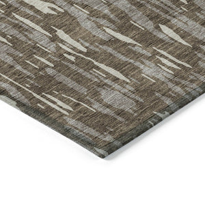 HomeRoots 5' Washable Brown and Ivory Abstract Area Rug - Stylish, Durable Design for Indoor and Outdoor Use 9' X 12' 612645