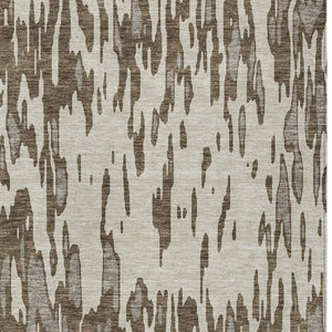 HomeRoots 5' Washable Brown and Ivory Abstract Area Rug - Stylish, Durable Design for Indoor and Outdoor Use 9' X 12' 612645