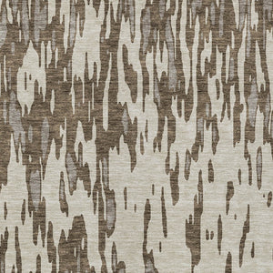 HomeRoots 5' Washable Brown and Ivory Abstract Area Rug - Stylish, Durable Design for Indoor and Outdoor Use 10' X 14' 612646