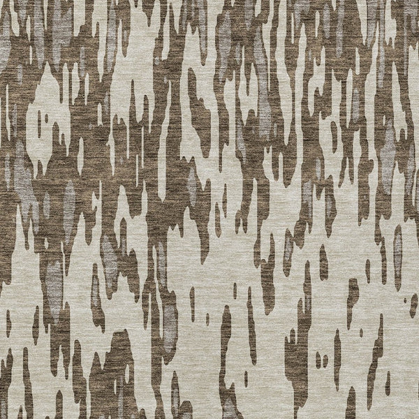 HomeRoots 5' Washable Brown and Ivory Abstract Area Rug - Stylish, Durable Design for Indoor and Outdoor Use 10' X 14' 612646