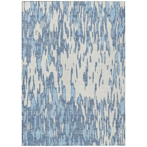 HomeRoots 5' Denim Blue and Ivory Abstract Area Rug – Stylish, Washable Design for Indoor and Outdoor Spaces 9' X 12' 612651