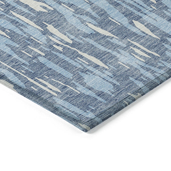HomeRoots 5' Denim Blue and Ivory Abstract Area Rug – Stylish, Washable Design for Indoor and Outdoor Spaces 9' X 12' 612651