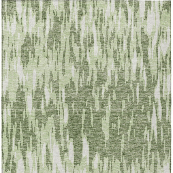 HomeRoots 5' Green and Ivory Abstract Washable Area Rug - Durable, Stylish Design for Indoor and Outdoor Spaces 5' X 8' 612654