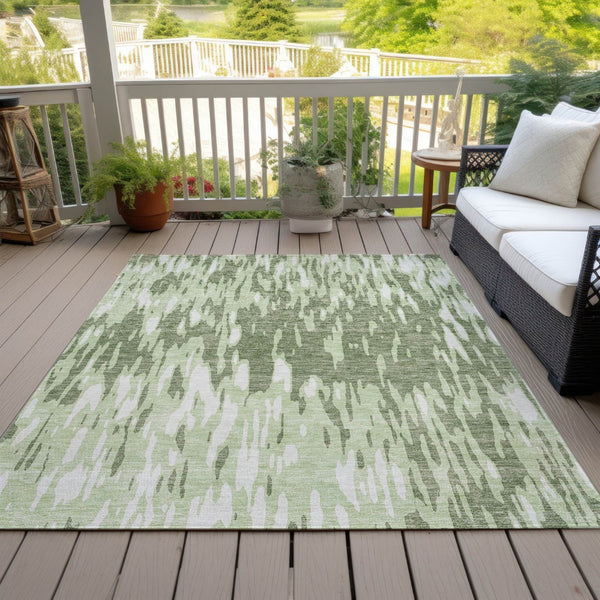 HomeRoots 5' Green and Ivory Abstract Washable Area Rug - Durable, Stylish Design for Indoor and Outdoor Spaces 5' X 8' 612654