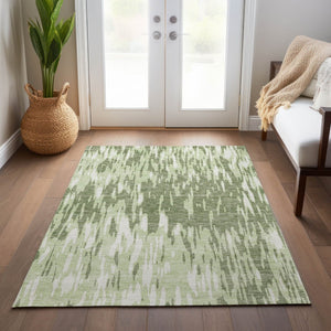 HomeRoots 5' Green and Ivory Abstract Washable Area Rug - Durable, Stylish Design for Indoor and Outdoor Spaces 5' X 8' 612654