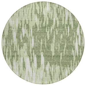 HomeRoots 5' Green and Ivory Abstract Washable Area Rug - Durable, Stylish Design for Indoor and Outdoor Spaces 8' Round 612655
