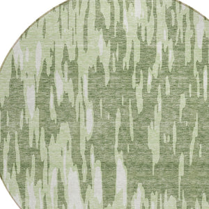 HomeRoots 5' Green and Ivory Abstract Washable Area Rug - Durable, Stylish Design for Indoor and Outdoor Spaces 8' Round 612655