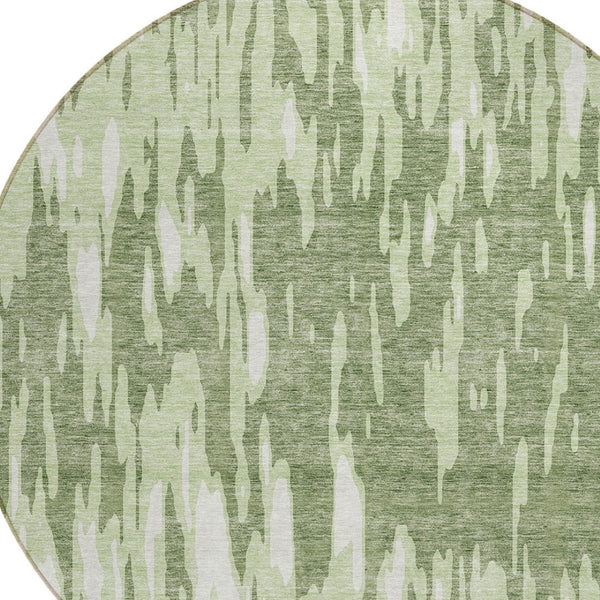 HomeRoots 5' Green and Ivory Abstract Washable Area Rug - Durable, Stylish Design for Indoor and Outdoor Spaces 8' Round 612655