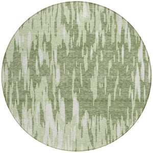 HomeRoots 5' Green and Ivory Abstract Washable Area Rug - Durable, Stylish Design for Indoor and Outdoor Spaces 8' Round 612655