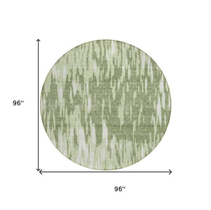 HomeRoots 5' Green and Ivory Abstract Washable Area Rug - Durable, Stylish Design for Indoor and Outdoor Spaces 8' Round 612655