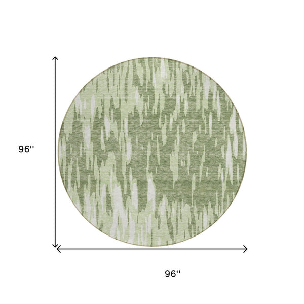 HomeRoots 5' Green and Ivory Abstract Washable Area Rug - Durable, Stylish Design for Indoor and Outdoor Spaces 8' Round 612655