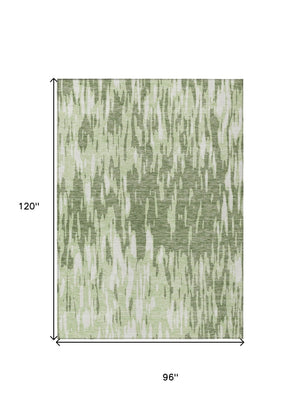 HomeRoots 5' Green and Ivory Abstract Washable Area Rug - Durable, Stylish Design for Indoor and Outdoor Spaces 8' X 10' 612656
