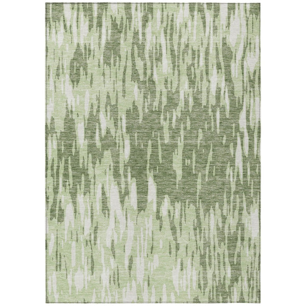 HomeRoots 5' Green and Ivory Abstract Washable Area Rug - Durable, Stylish Design for Indoor and Outdoor Spaces 8' X 10' 612656