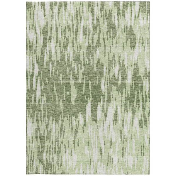 HomeRoots 5' Green and Ivory Abstract Washable Area Rug - Durable, Stylish Design for Indoor and Outdoor Spaces 8' X 10' 612656