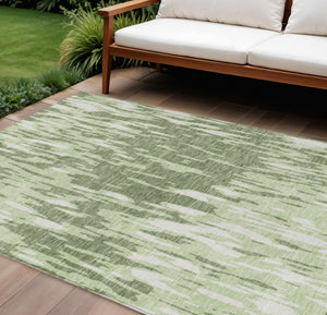 HomeRoots 5' Green and Ivory Abstract Washable Area Rug - Durable, Stylish Design for Indoor and Outdoor Spaces 9' X 12' 612657