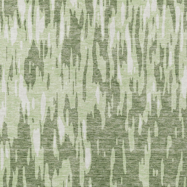 HomeRoots 5' Green and Ivory Abstract Washable Area Rug - Durable, Stylish Design for Indoor and Outdoor Spaces 9' X 12' 612657