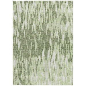 HomeRoots 5' Green and Ivory Abstract Washable Area Rug - Durable, Stylish Design for Indoor and Outdoor Spaces 10' X 14' 612658