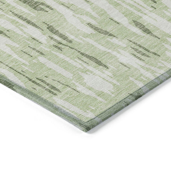 HomeRoots 5' Green and Ivory Abstract Washable Area Rug - Durable, Stylish Design for Indoor and Outdoor Spaces 10' X 14' 612658
