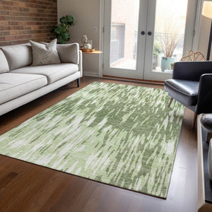 HomeRoots 5' Green and Ivory Abstract Washable Area Rug - Durable, Stylish Design for Indoor and Outdoor Spaces 10' X 14' 612658