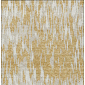 HomeRoots 5' Gold and Ivory Abstract Area Rug - Durable, Washable Design for Indoor and Outdoor Spaces 5' X 8' 612660