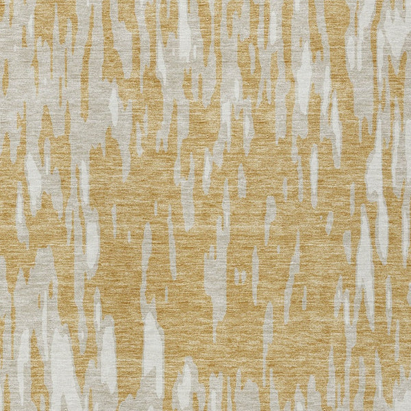 HomeRoots 5' Gold and Ivory Abstract Area Rug - Durable, Washable Design for Indoor and Outdoor Spaces 8' X 10' 612662