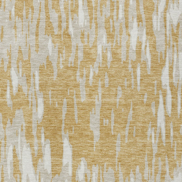 HomeRoots 5' Gold and Ivory Abstract Area Rug - Durable, Washable Design for Indoor and Outdoor Spaces 9' X 12' 612663