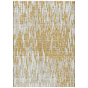 HomeRoots 5' Gold and Ivory Abstract Area Rug - Durable, Washable Design for Indoor and Outdoor Spaces 10' X 14' 612664