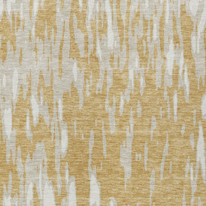 HomeRoots 5' Gold and Ivory Abstract Area Rug - Durable, Washable Design for Indoor and Outdoor Spaces 10' X 14' 612664