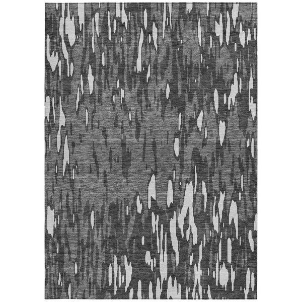 HomeRoots 5' Gray and Ivory Abstract Area Rug - Washable, Durable Design for Indoor and Outdoor Spaces 8' X 10' 612668