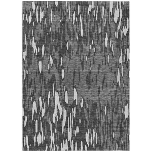 HomeRoots 5' Gray and Ivory Abstract Area Rug - Washable, Durable Design for Indoor and Outdoor Spaces 8' X 10' 612668