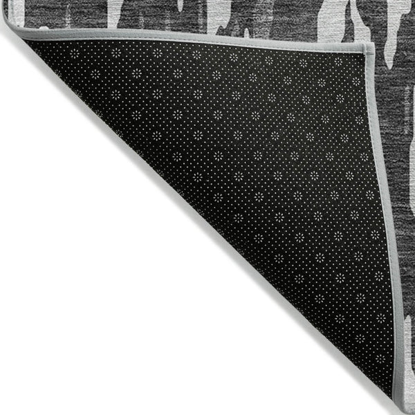 HomeRoots 5' Gray and Ivory Abstract Area Rug - Washable, Durable Design for Indoor and Outdoor Spaces 8' X 10' 612668