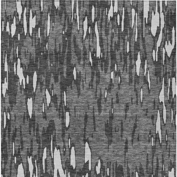 HomeRoots 5' Gray and Ivory Abstract Area Rug - Washable, Durable Design for Indoor and Outdoor Spaces 9' X 12' 612669