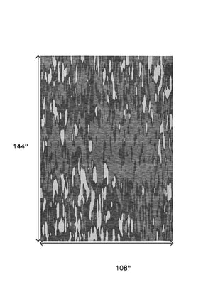 HomeRoots 5' Gray and Ivory Abstract Area Rug - Washable, Durable Design for Indoor and Outdoor Spaces 9' X 12' 612669