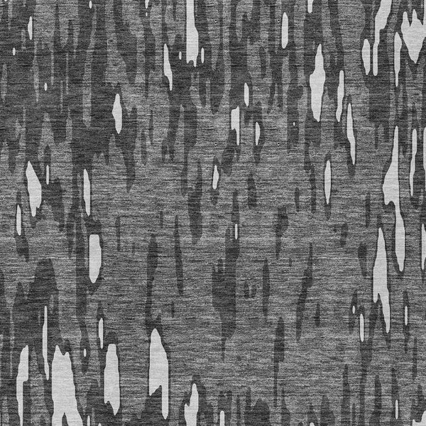 HomeRoots 5' Gray and Ivory Abstract Area Rug - Washable, Durable Design for Indoor and Outdoor Spaces 9' X 12' 612669