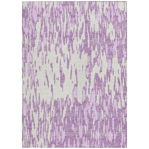 HomeRoots 5' Abstract Lavender and Ivory Washable Area Rug for Modern Indoor and Outdoor Spaces, Durable Design 5' X 8' 612678