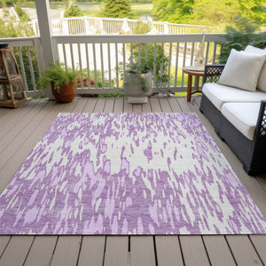 HomeRoots 5' Abstract Lavender and Ivory Washable Area Rug for Modern Indoor and Outdoor Spaces, Durable Design 5' X 8' 612678