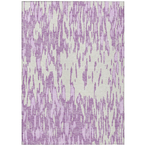 HomeRoots 5' Abstract Lavender and Ivory Washable Area Rug for Modern Indoor and Outdoor Spaces, Durable Design 5' X 8' 612678