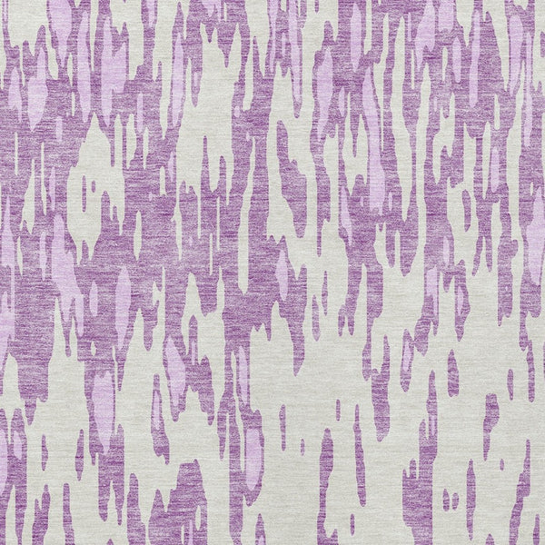 HomeRoots 5' Abstract Lavender and Ivory Washable Area Rug for Modern Indoor and Outdoor Spaces, Durable Design 5' X 8' 612678
