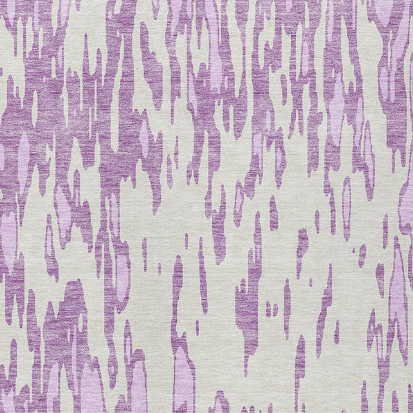 HomeRoots 5' Abstract Lavender and Ivory Washable Area Rug for Modern Indoor and Outdoor Spaces, Durable Design 8' X 10' 612680